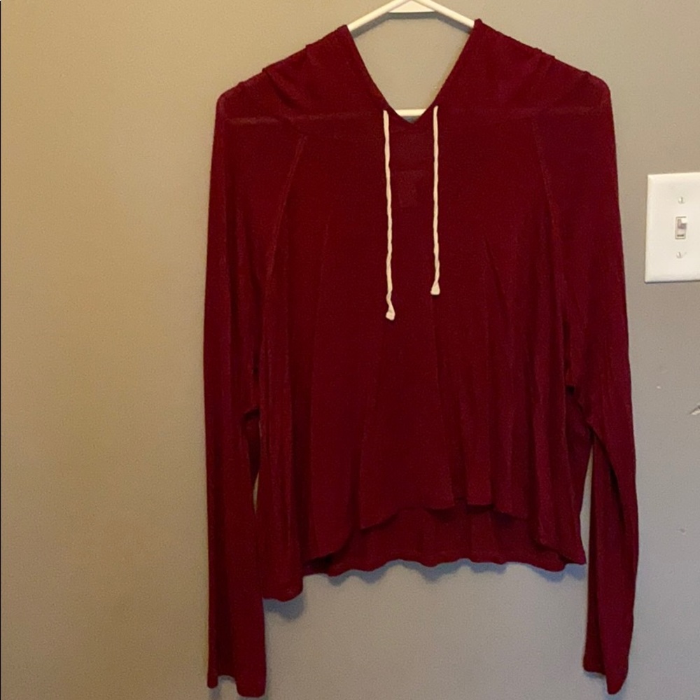 Plain Long Sleeve Cropped Hoodie with Pockets